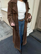 Brown Belted Lapel Trench Coat