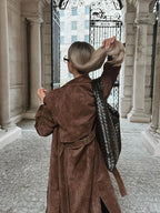 Brown Belted Lapel Trench Coat