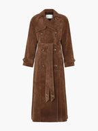 Brown Belted Lapel Trench Coat