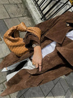 Brown Belted Lapel Trench Coat