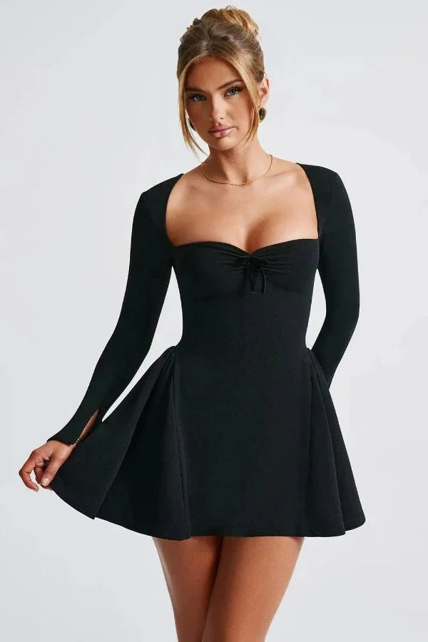 Long Sleeve Sweetheart Mini Dress