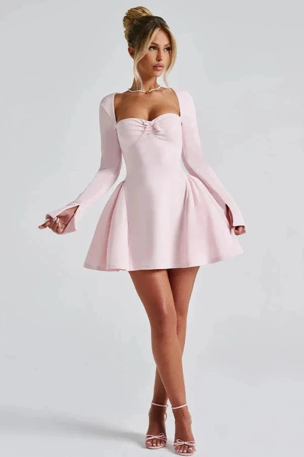 Long Sleeve Sweetheart Mini Dress