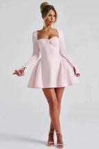 Long Sleeve Sweetheart Mini Dress