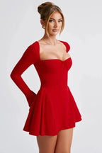 Long Sleeve Sweetheart Mini Dress