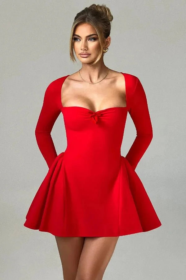 Long Sleeve Sweetheart Mini Dress