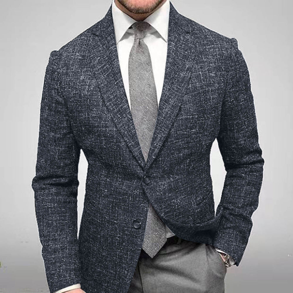 Men's Notched Lapel Blazer with Two-Button Front – Black