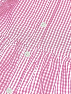 Short Checked Dress for Women with 3/4 Sleeves and Buttoned Collar