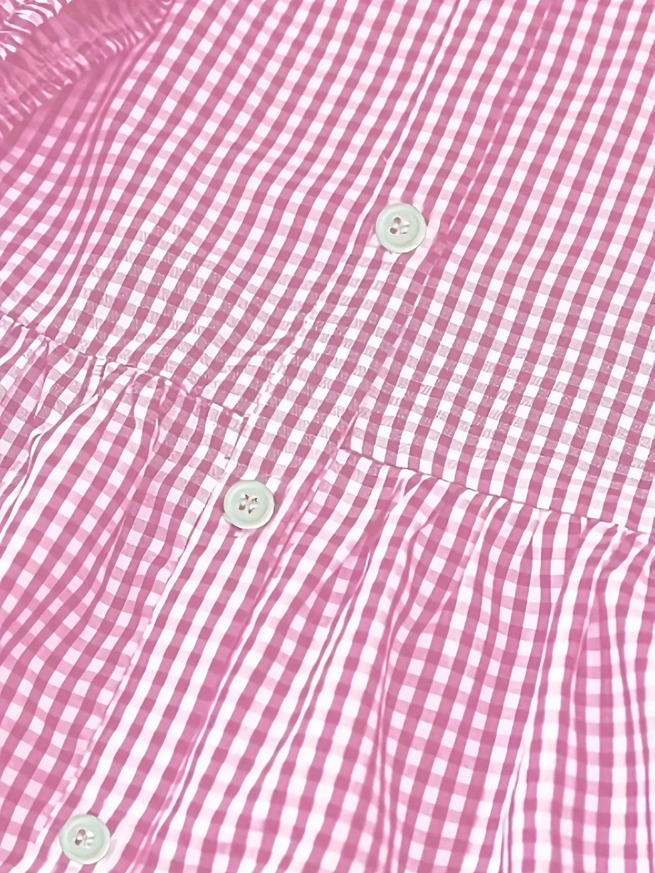 Short Checked Dress for Women with 3/4 Sleeves and Buttoned Collar