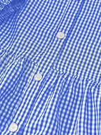Short Checked Dress for Women with 3/4 Sleeves and Buttoned Collar