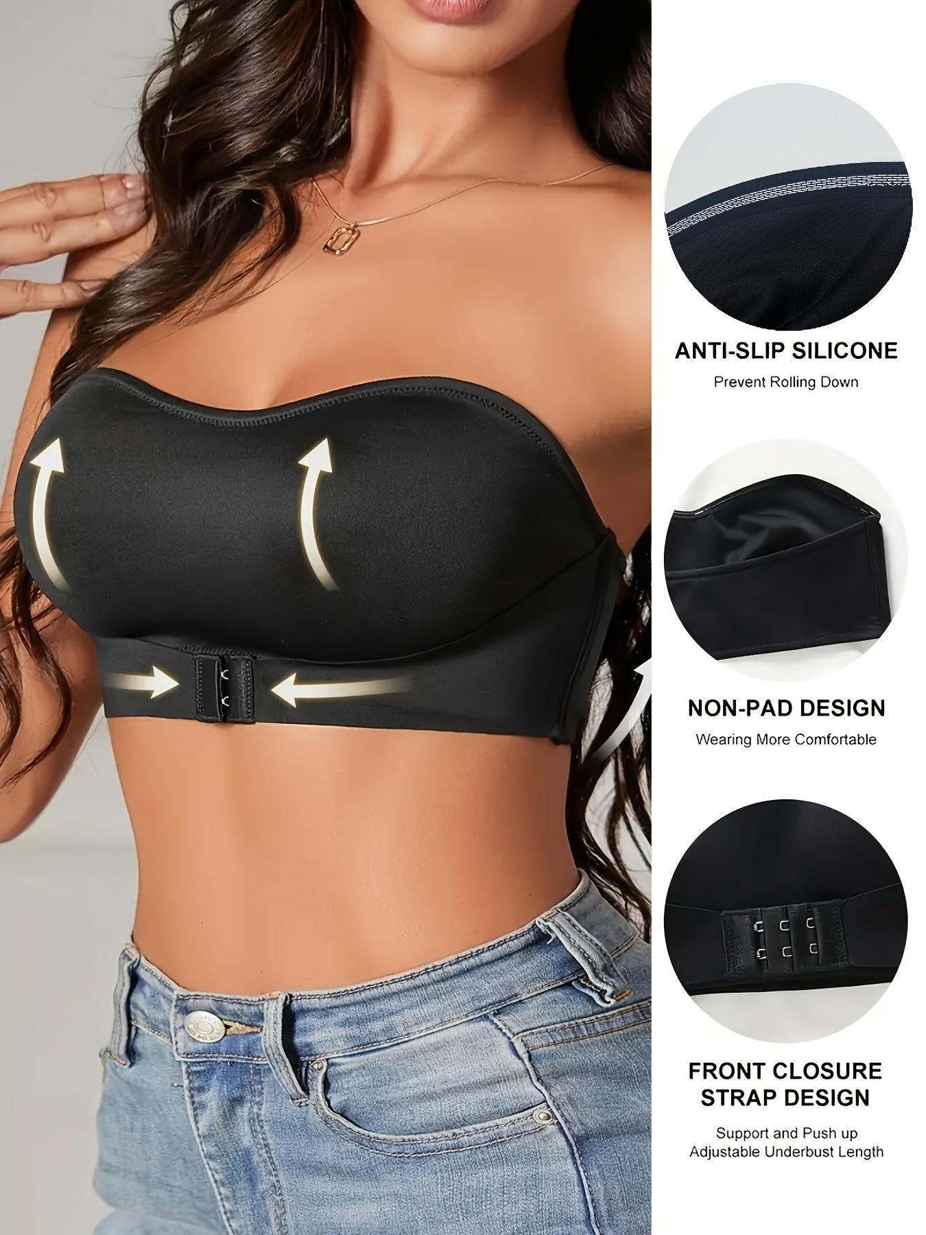 Ladies' Sporty Bandeau Bra – Seamless, Non-Slip, Suitable for Sport and Casual Use