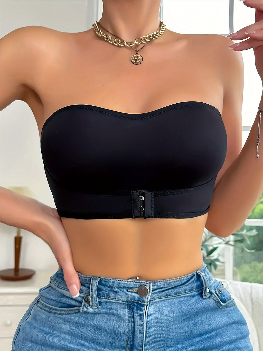Ladies' Sporty Bandeau Bra – Seamless, Non-Slip, Suitable for Sport and Casual Use
