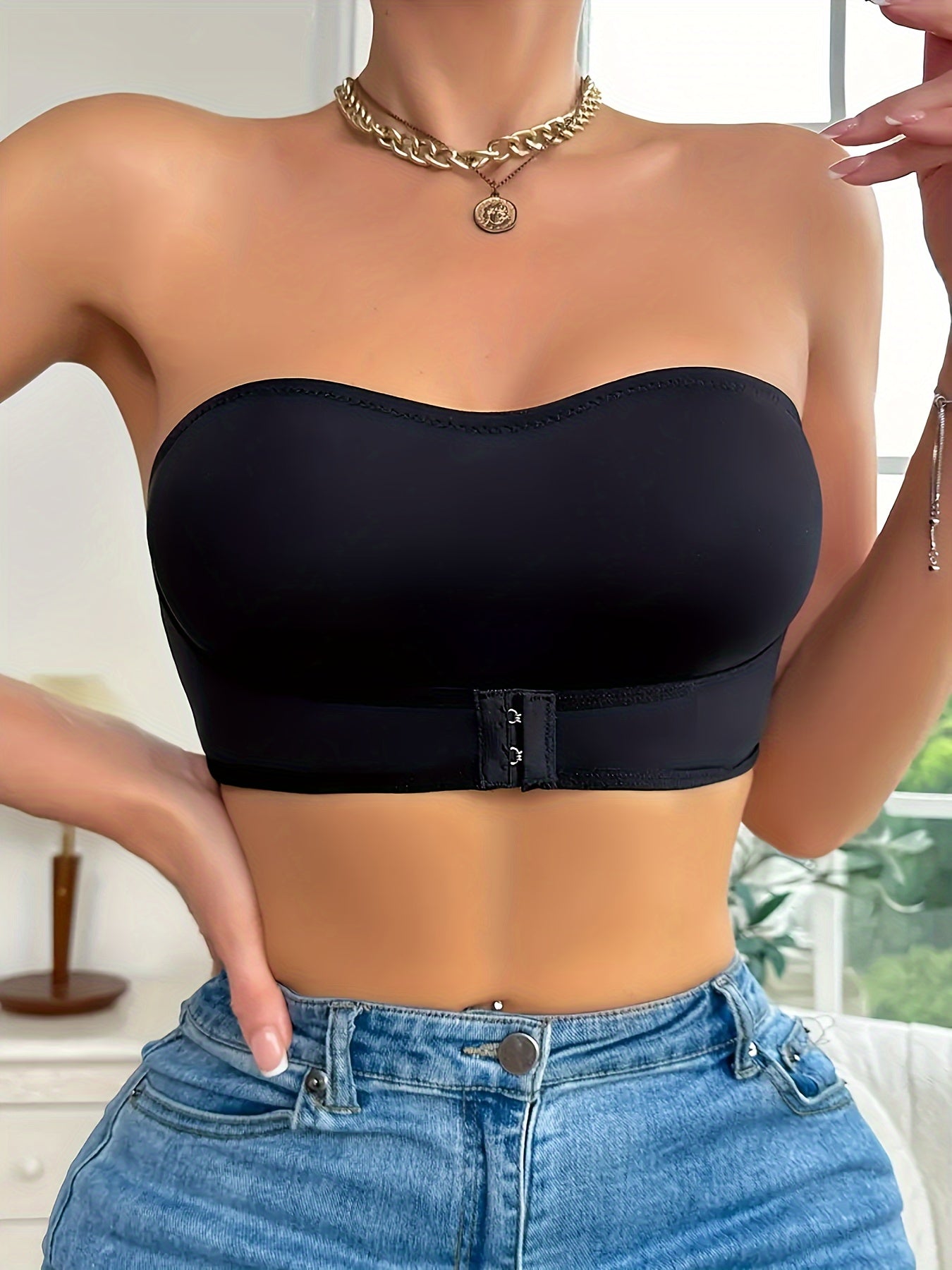 Ladies' Sporty Bandeau Bra – Seamless, Non-Slip, Suitable for Sport and Casual Use