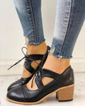 Women’s Heeled Lace Up T Strap Shoes