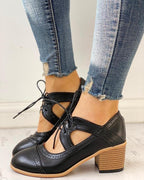 Women’s Heeled Lace Up T Strap Shoes