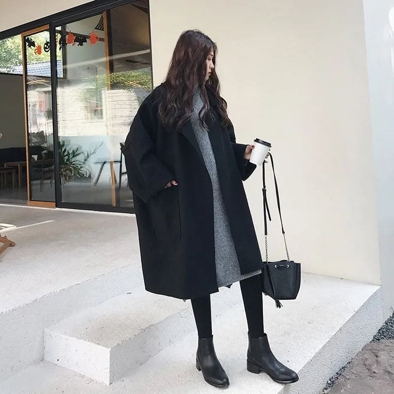 Long Oversized Belted Wool Coat