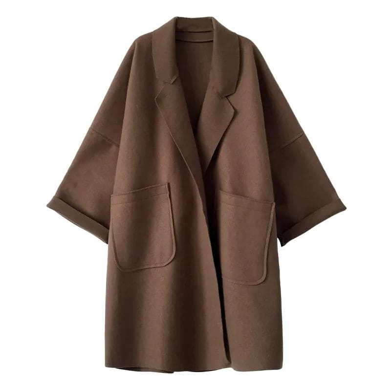 Long Oversized Belted Wool Coat