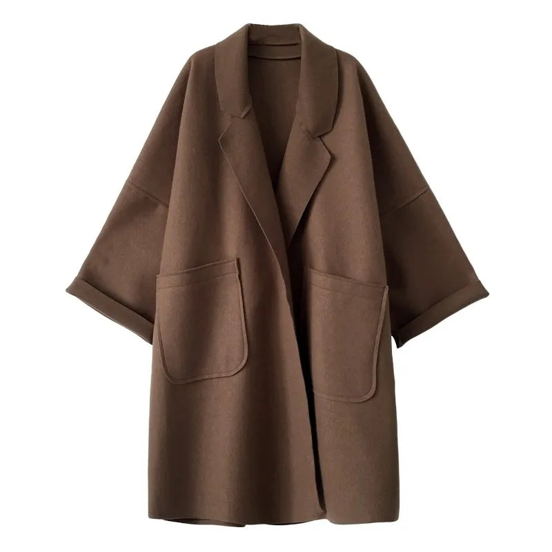 Long Oversized Belted Wool Coat