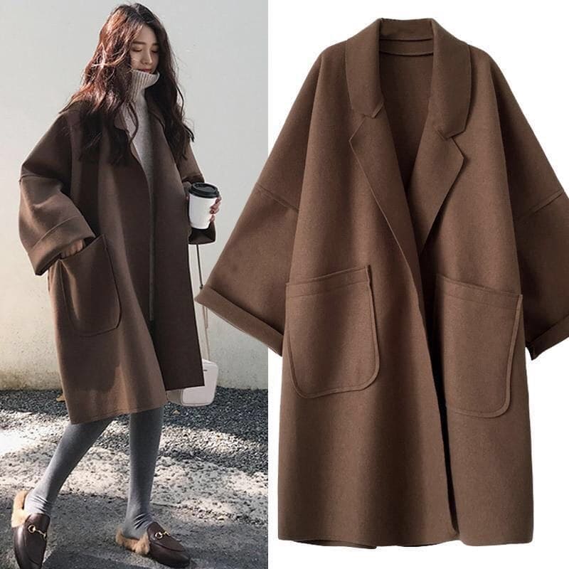 Long Oversized Belted Wool Coat