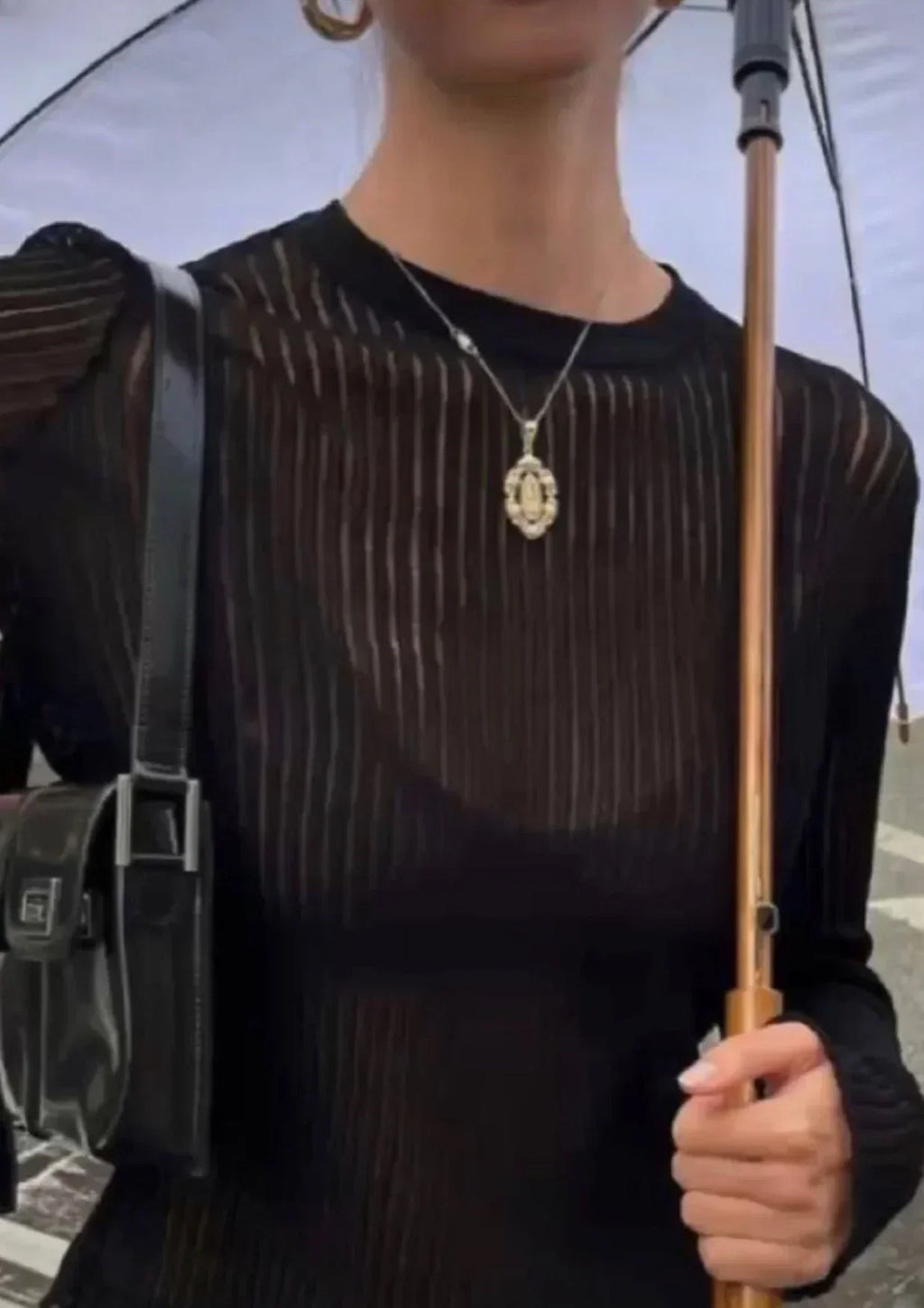 Women's Transparent Ribbed Knit Jumper in Casual Style