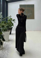 Women's Transparent Ribbed Knit Jumper in Casual Style