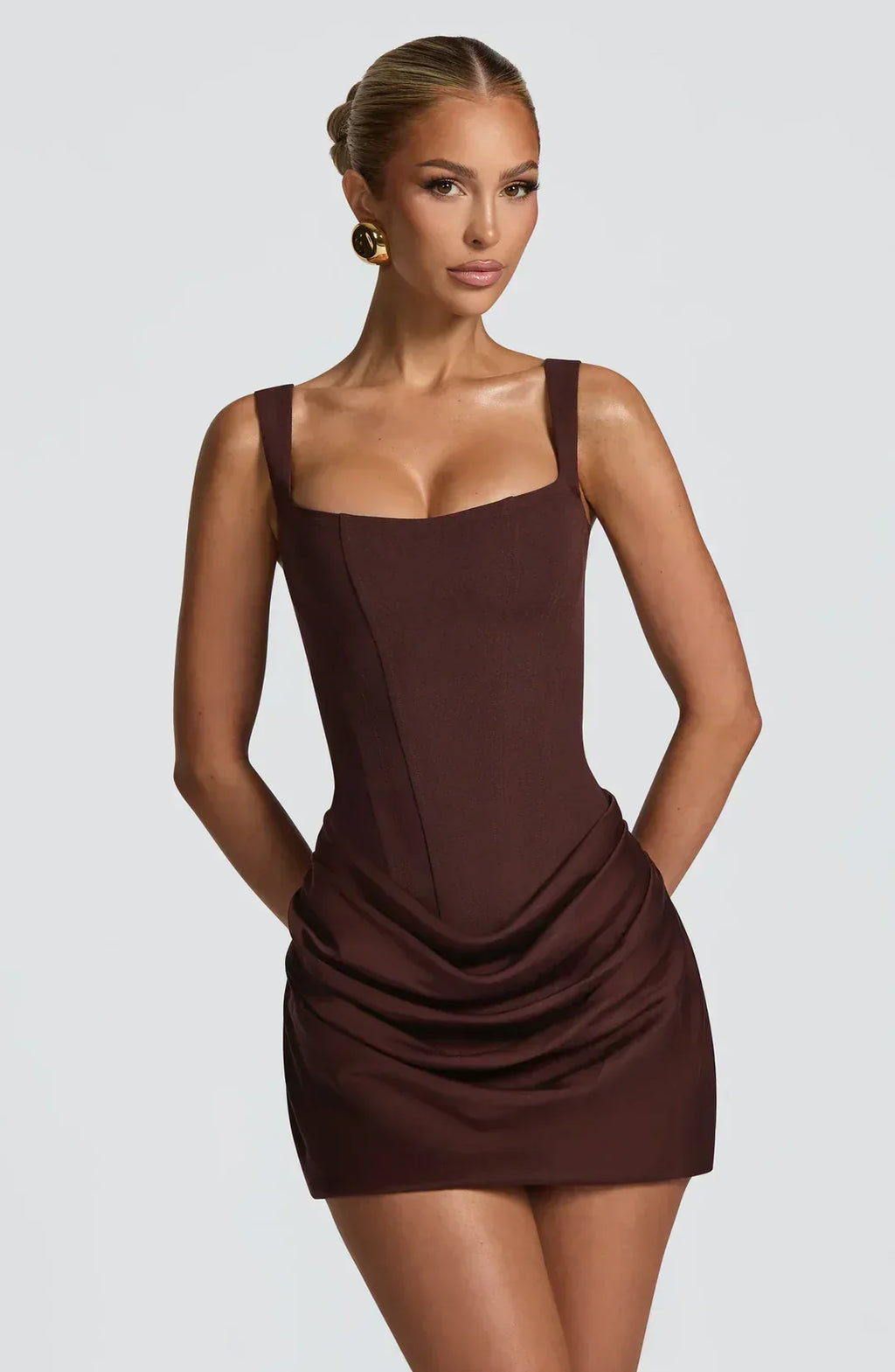 Short Draped Corset Dress for Women