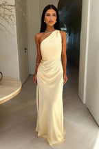 Beige asymmetrical long dress for women