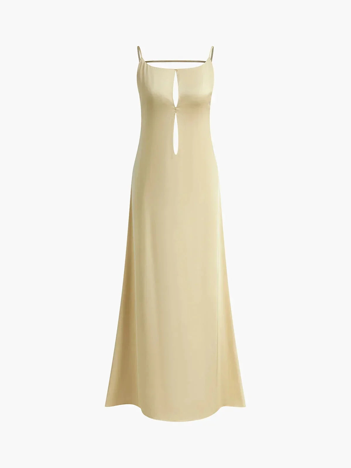 Long yellow backless dress for summer beach relaxation