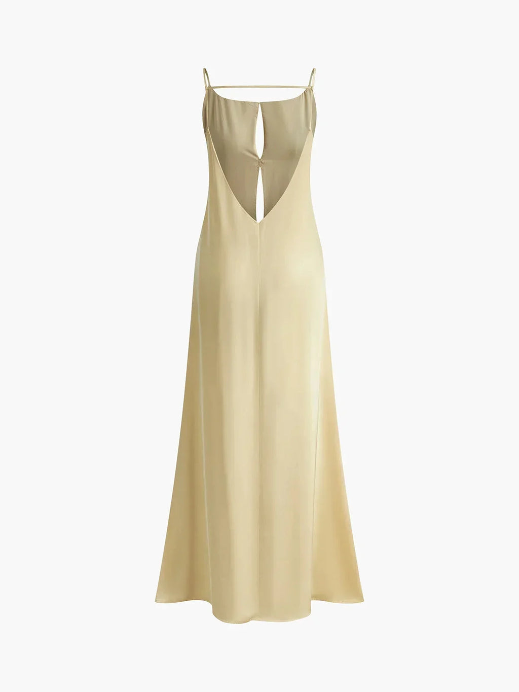 Long yellow backless dress for summer beach relaxation