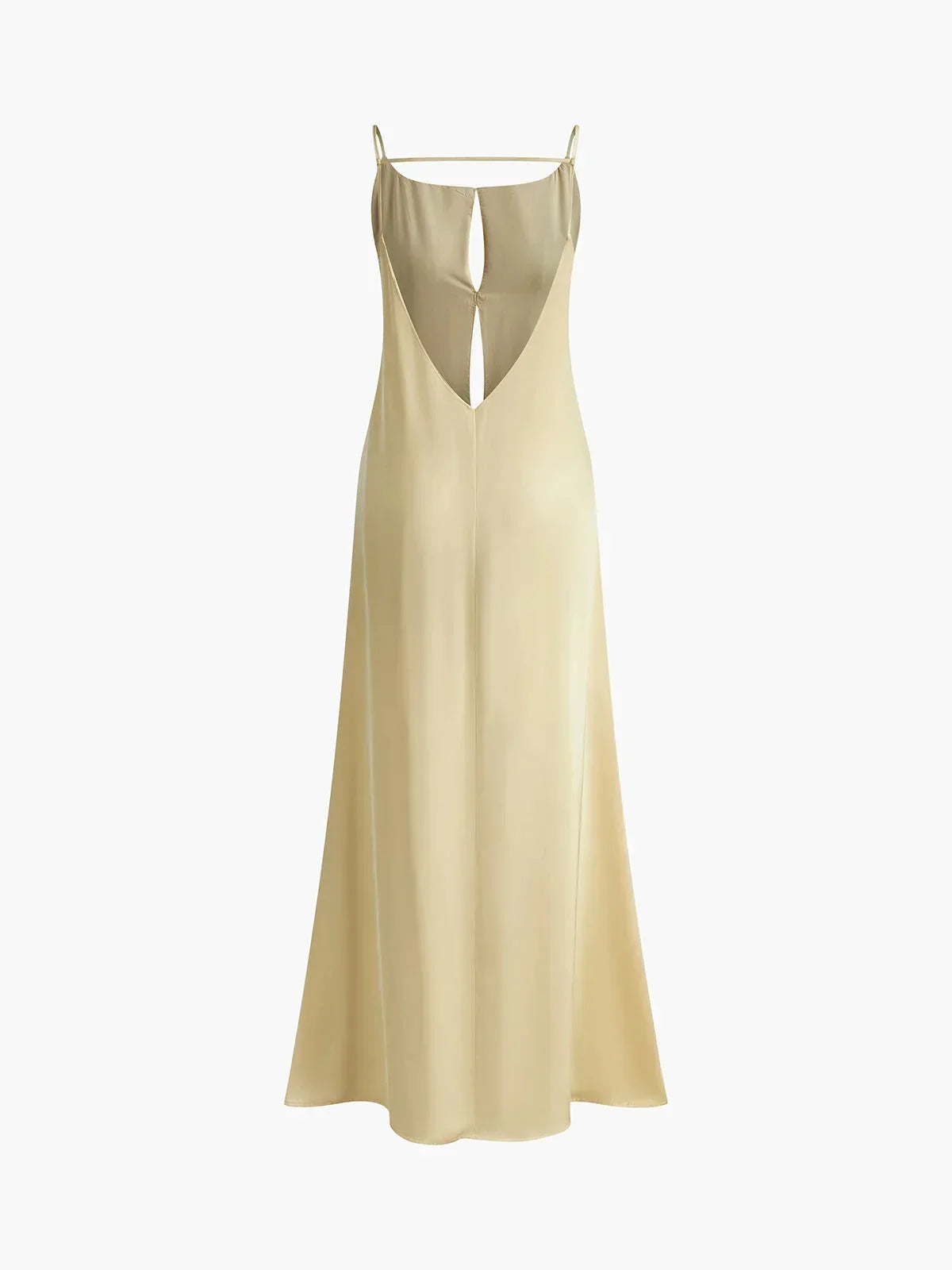 Long yellow backless dress for summer beach relaxation