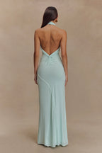Long Mint Green Backless Dress for Women