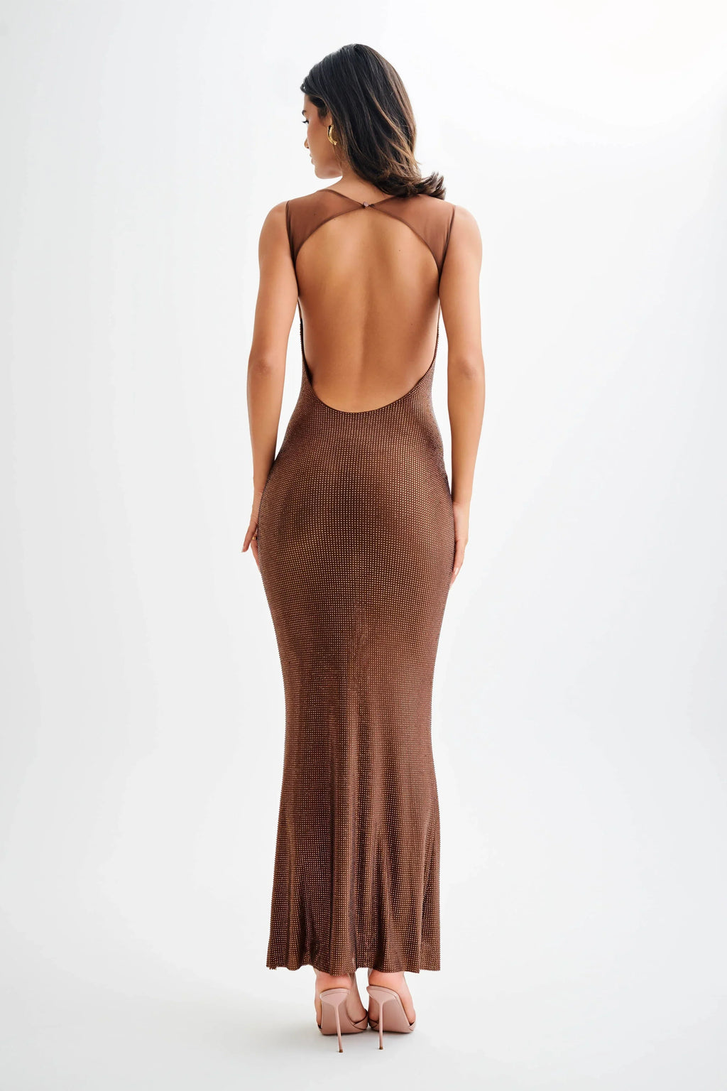Brown Sparkly Long Dress for Women