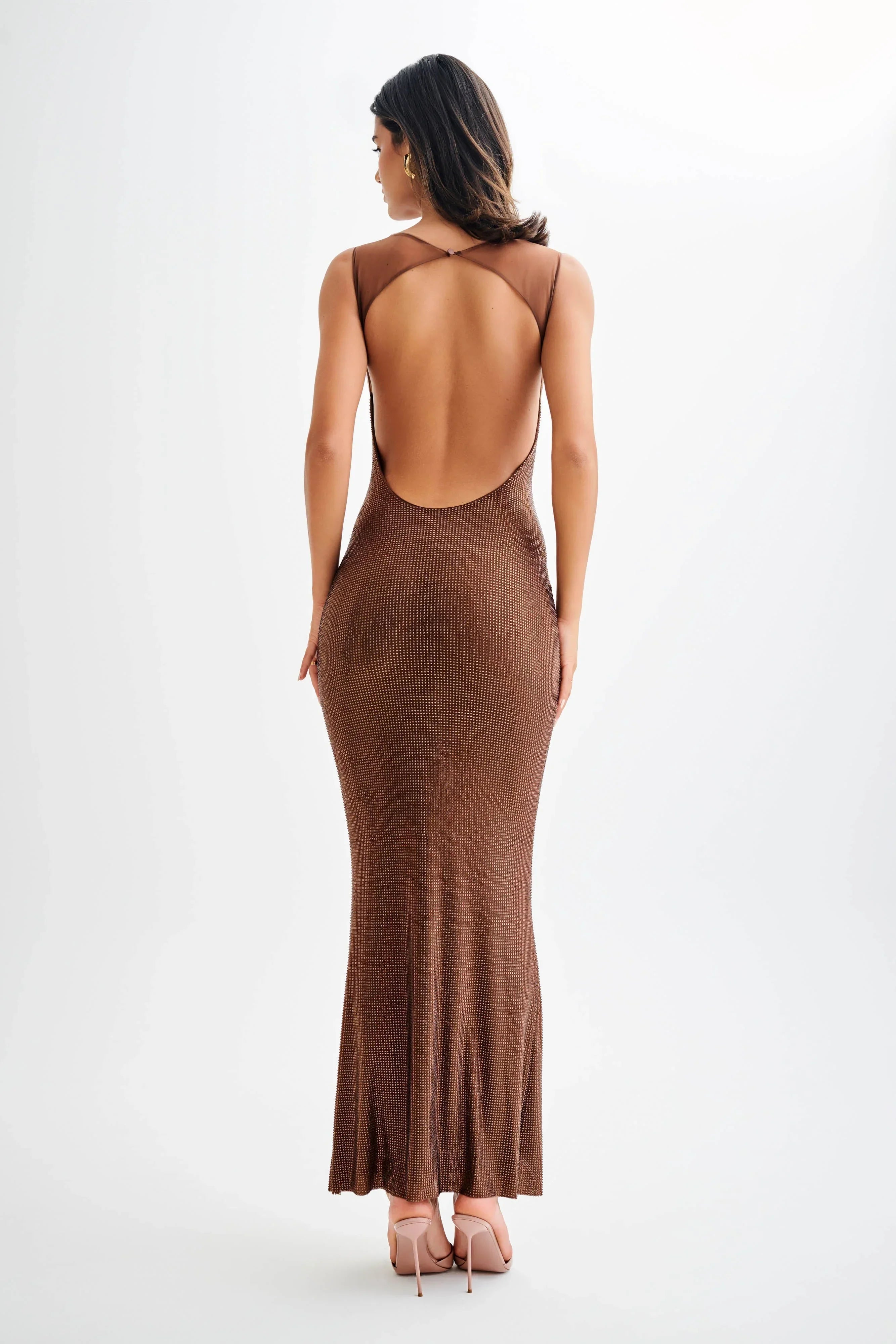 Brown Sparkly Long Dress for Women