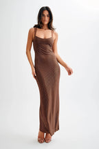 Brown Sparkly Long Dress for Women