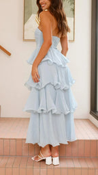 Strapless Ruffled Elegant Maxi Dress