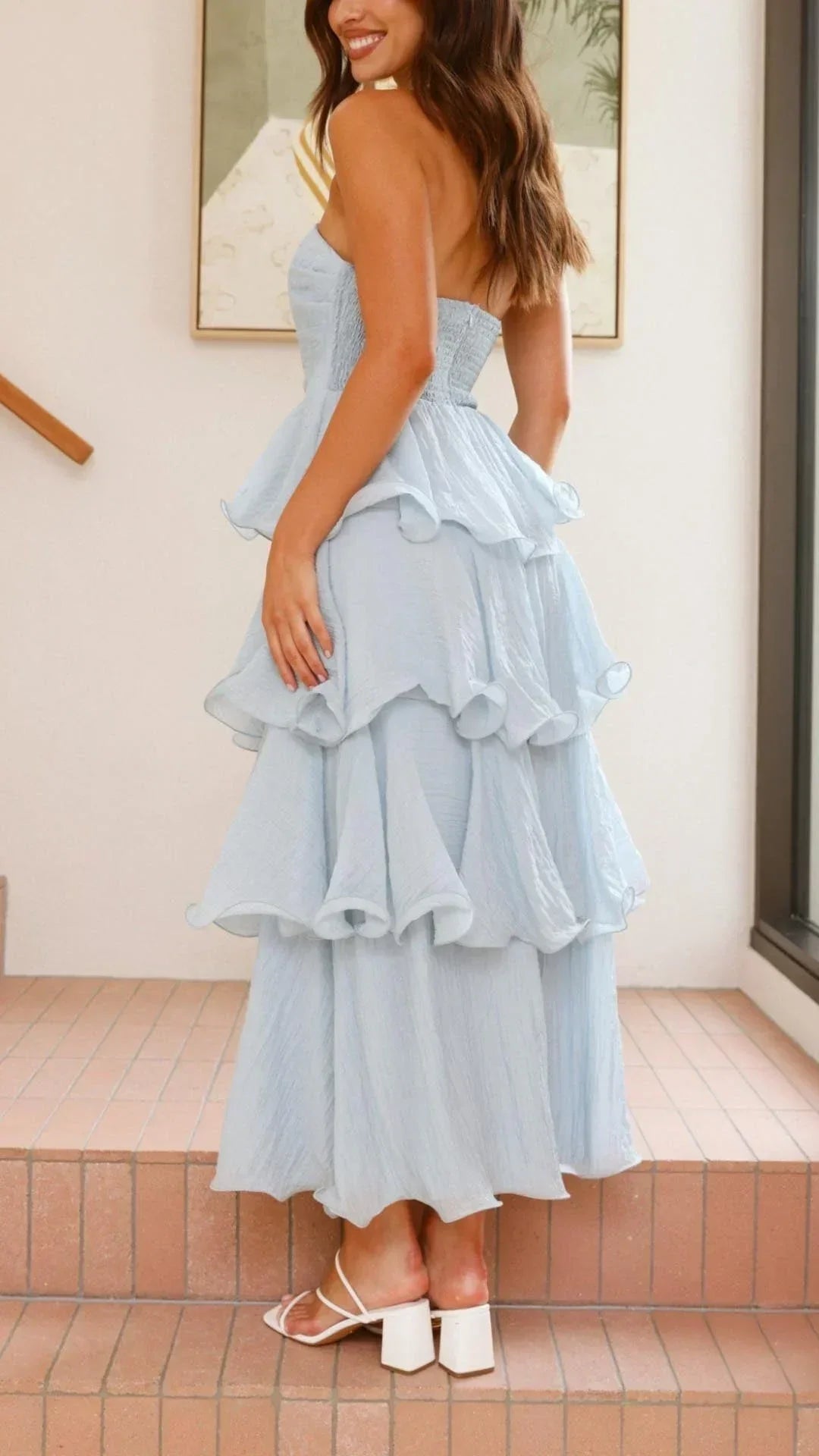 Strapless Ruffled Elegant Maxi Dress