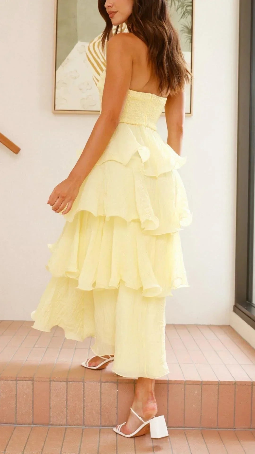 Strapless Ruffled Elegant Maxi Dress