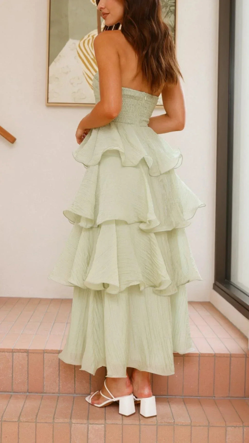 Strapless Ruffled Elegant Maxi Dress