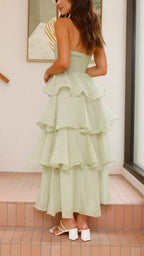 Strapless Ruffled Elegant Maxi Dress