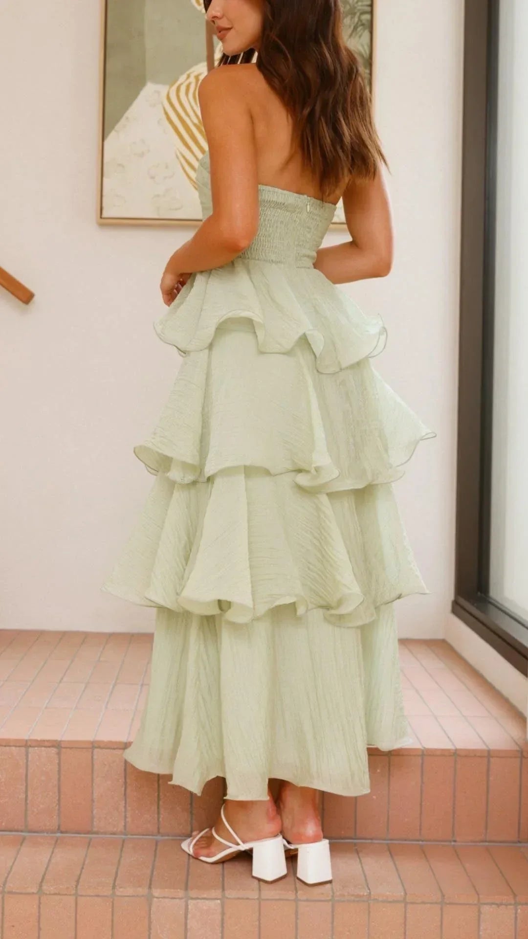 Strapless Ruffled Elegant Maxi Dress