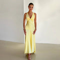 Maxi Dress for Women with Crossover Neckline and Backless Design