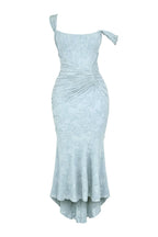 Mid-length floral pattern women's dress with wide straps