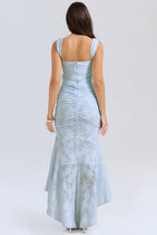 Mid-length floral pattern women's dress with wide straps