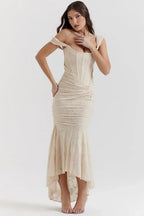 Mid-length floral pattern women's dress with wide straps