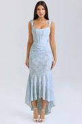 Mid-length floral pattern women's dress with wide straps