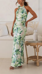 Long Floral Backless Dress for Women