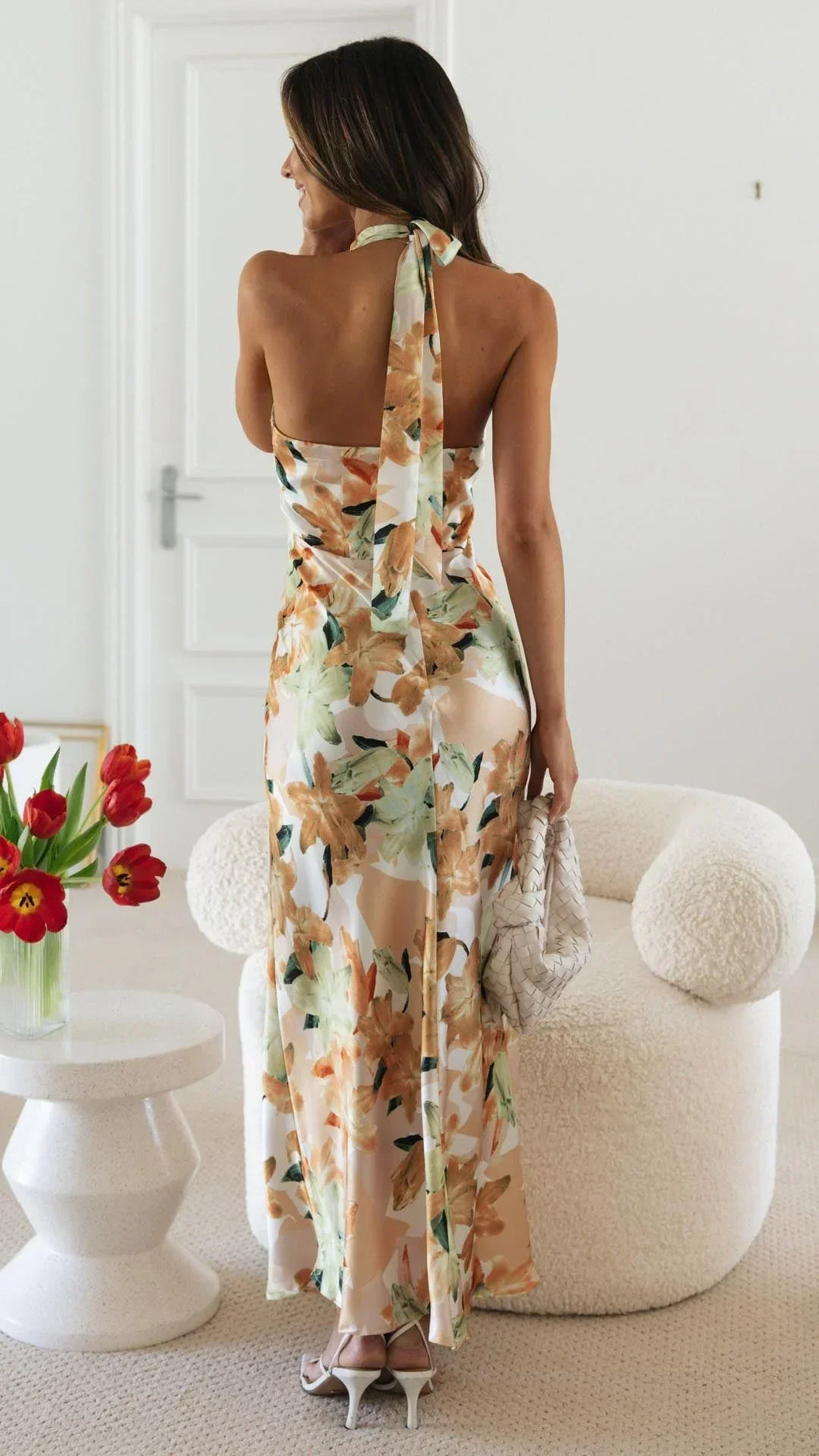 Long Floral Backless Dress for Women