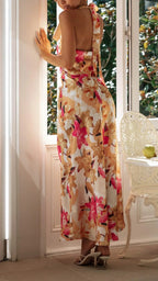 Long Floral Backless Dress for Women