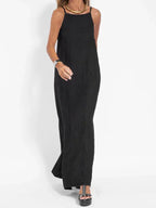 Sleeveless Long Linen Dress for Women - Casual Summer