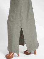 Sleeveless Long Linen Dress for Women - Casual Summer