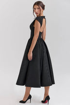 Long White Dress for Women with Open Back and Bow